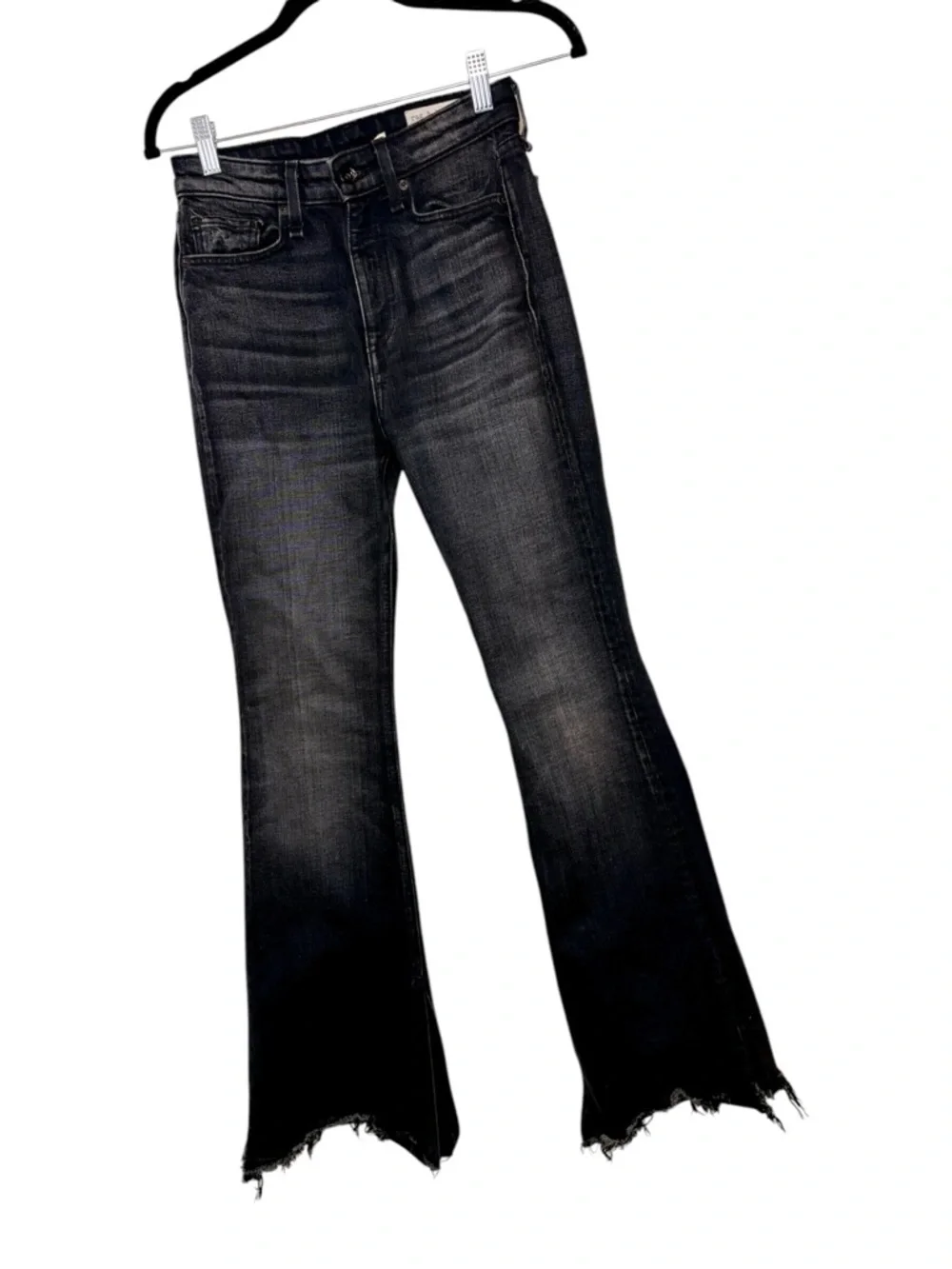 Rag & Bone Nina High-Rise Flare Onyx Black Size 24 - Picture 3 of 11